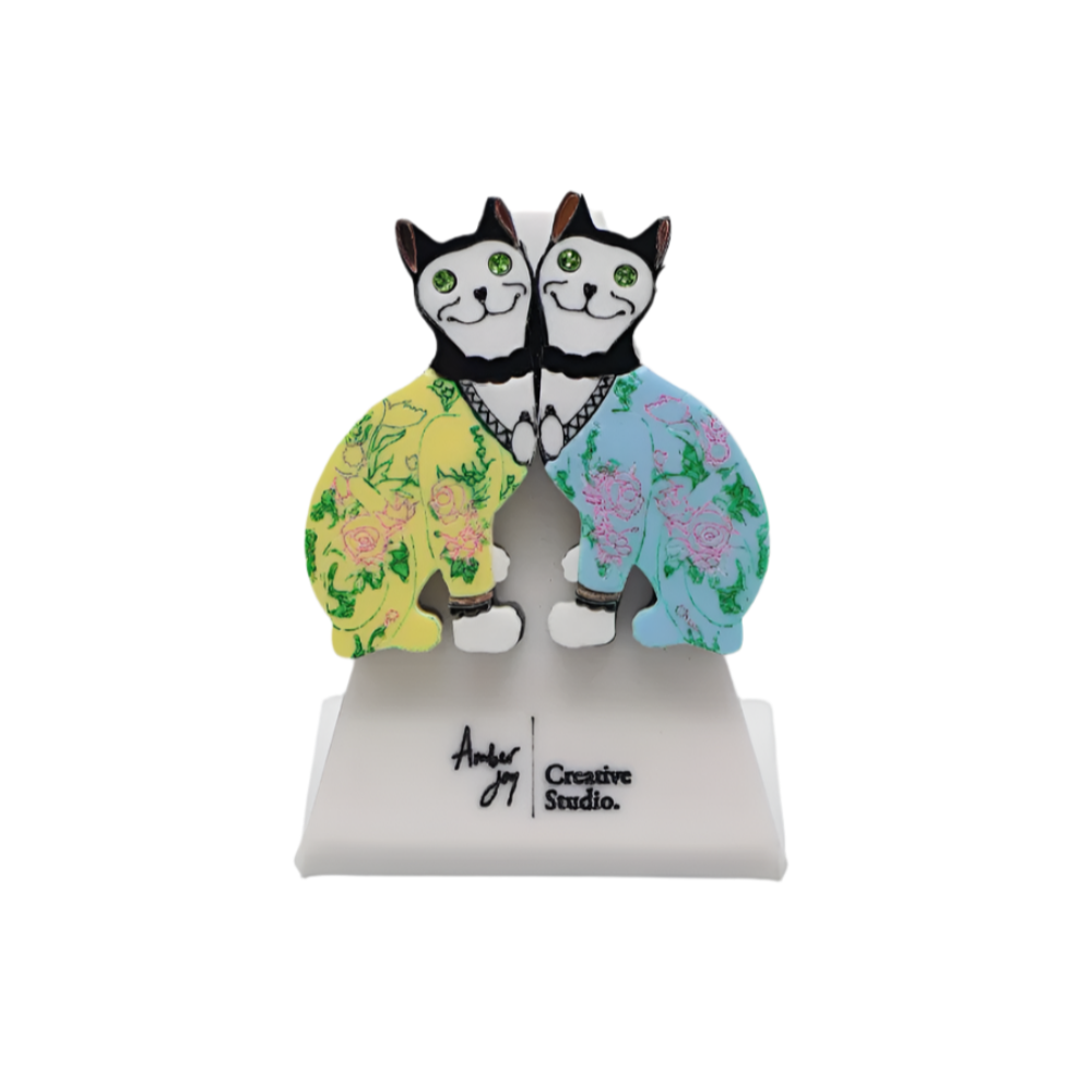 Pair of Galle Cats Pin