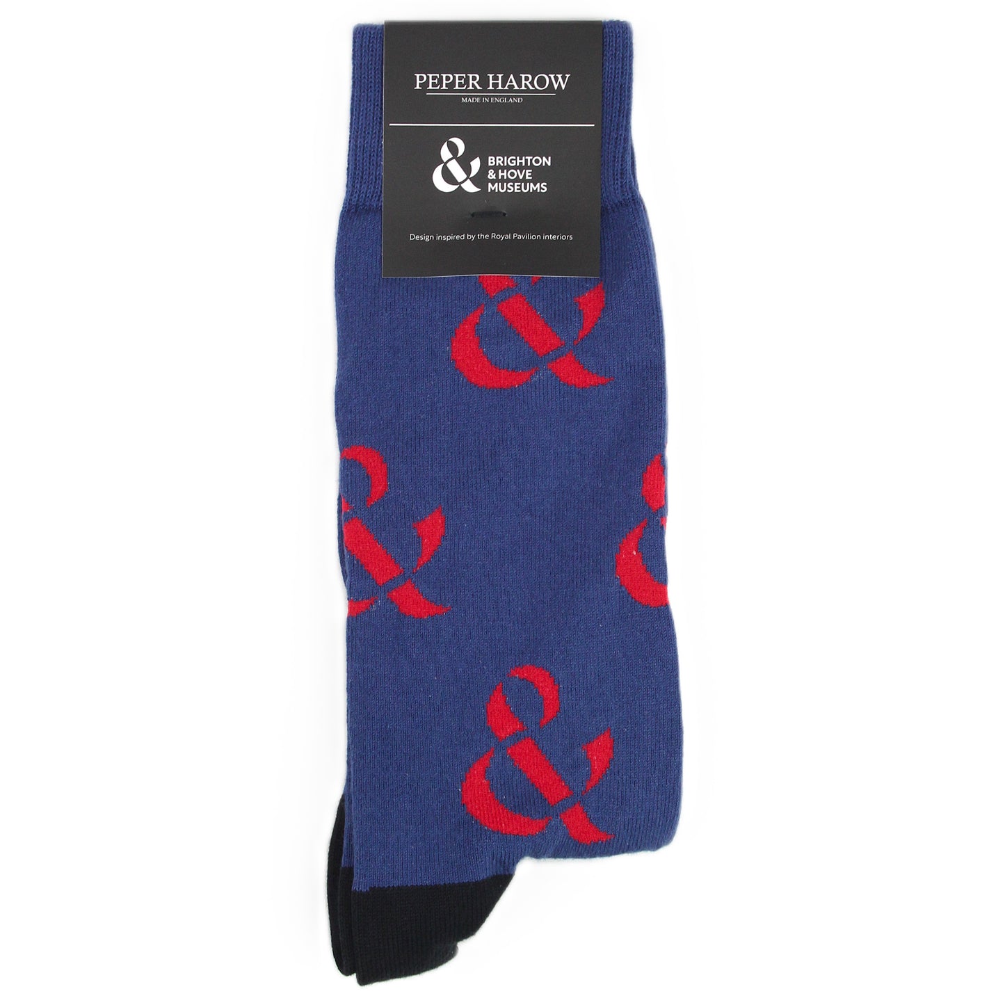 Navy and red ampersand Sock