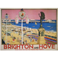 Brighton and Hove - Pink Vintage Travel Poster