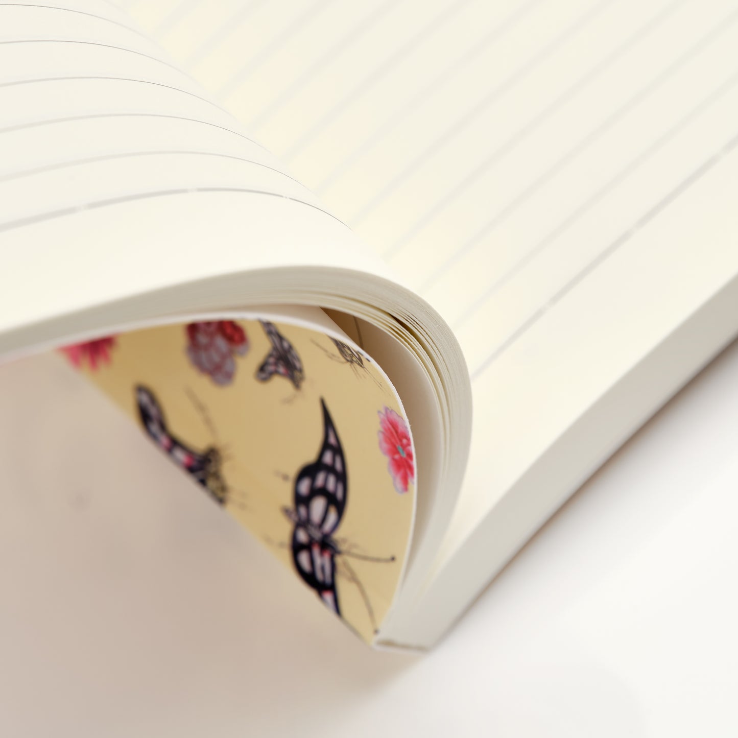 A close up of an opened journal.