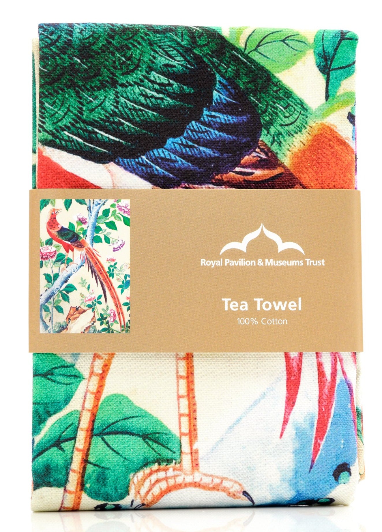 A folded and packaged tea towel.